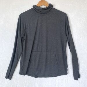 Eddie Bauer Women's Gray Active Funnel Neck Long Sleeve Pocket Pullover Top L‎